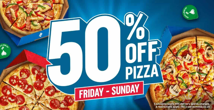 50% off Pizza Friday - Sunday
